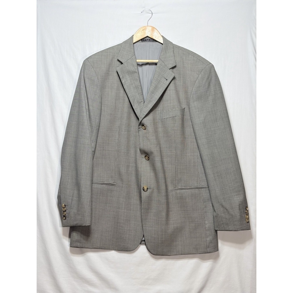 Hugo Boss Super 100 Blazer 44R Gray Houndstooth 100% Virgin Wool Sport Coat Mens